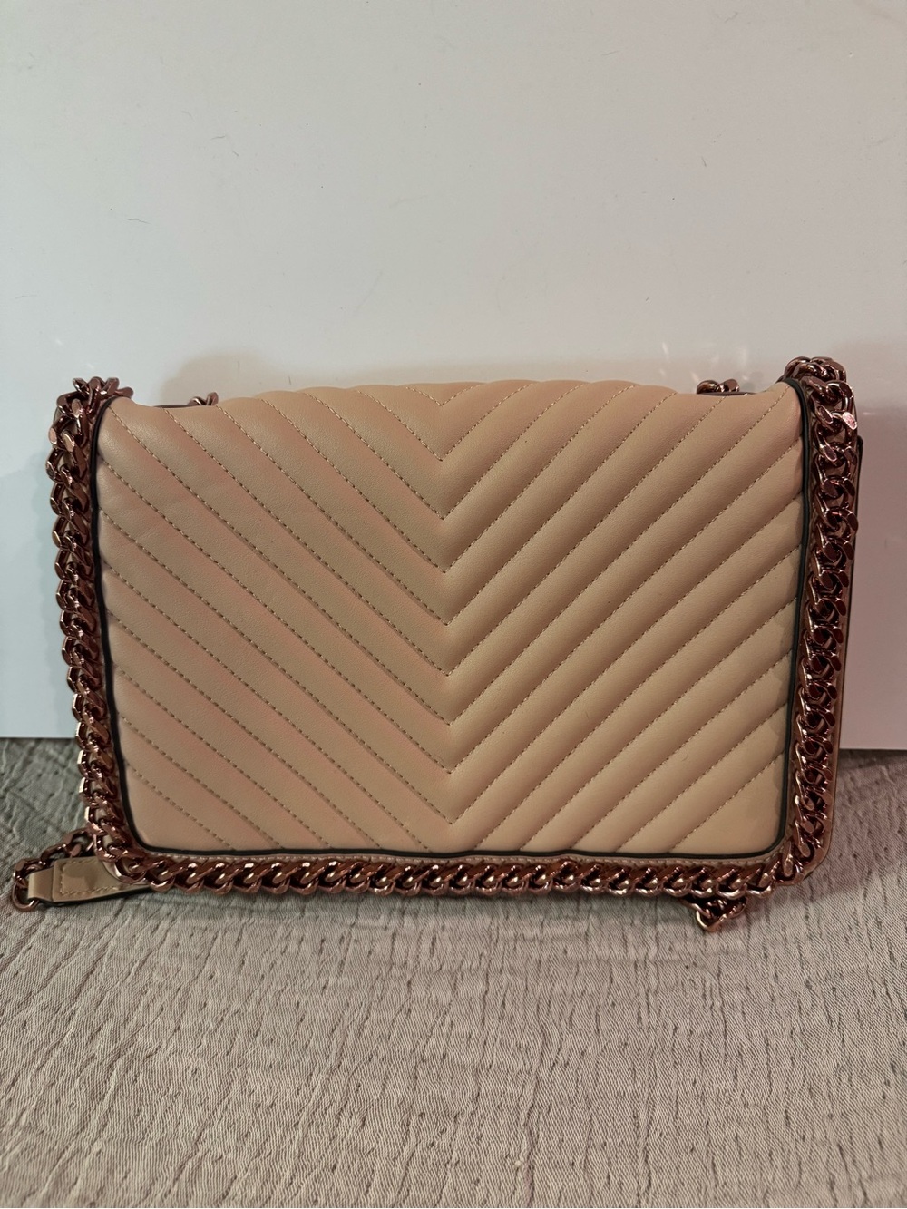 ALDO Blush Pink Quilted Crossbody Purse w/ Rose Gold Chain